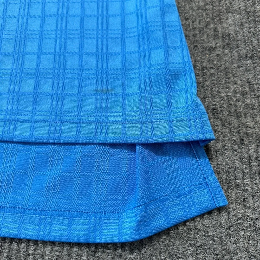 Adidas Climacool Dunes Classic Mens Golf Polo Shirt L Blue Plaid Short‎ Sleeve